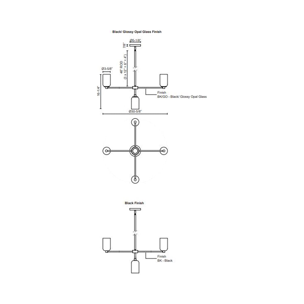 Nola Chandelier - line drawing.
