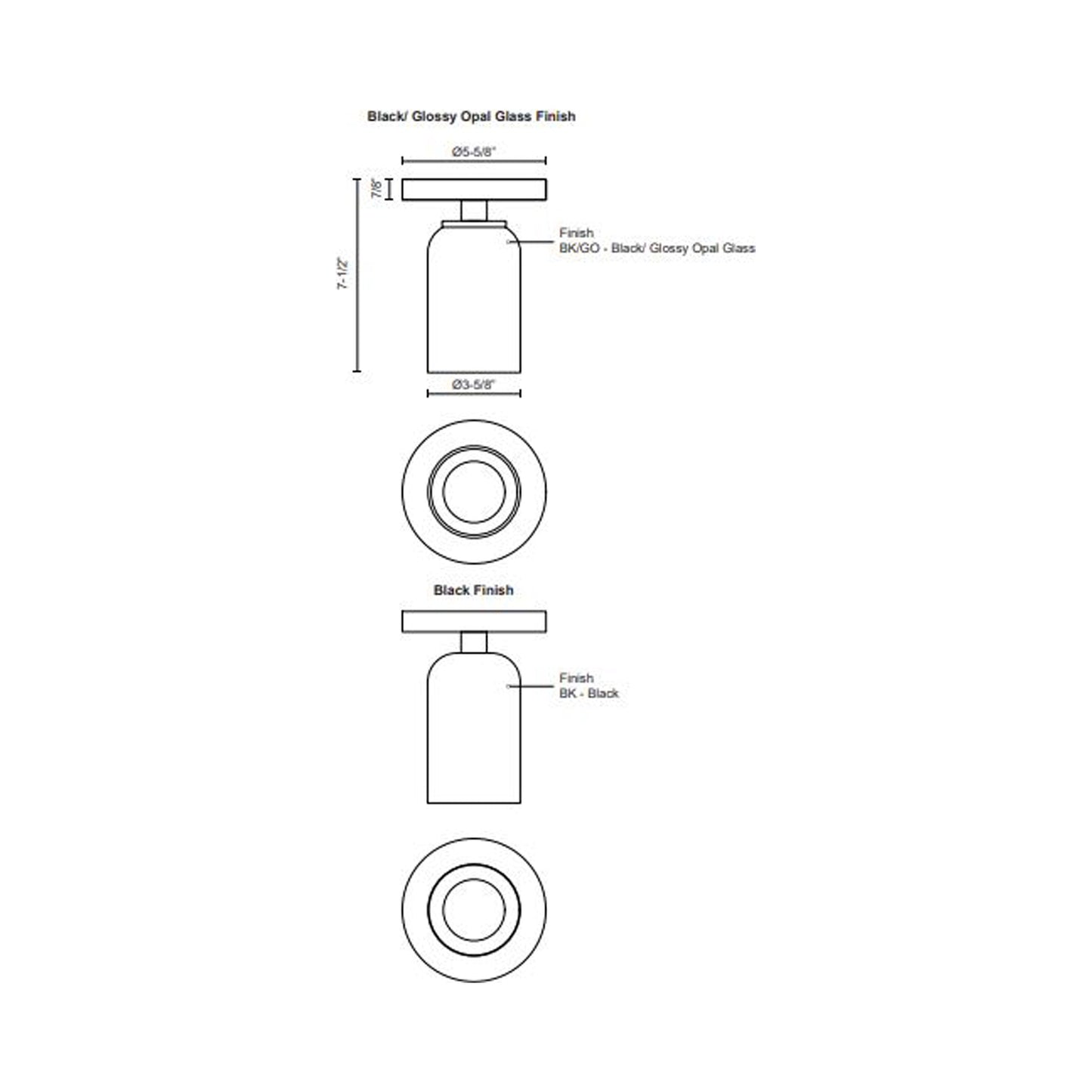 Nola Semi-Flush Mount Ceiling Light - line drawing.