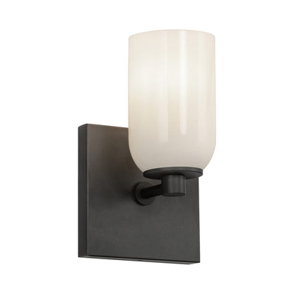 Nola Wall Light in Black/Glossy Opal Glass (1-Light).