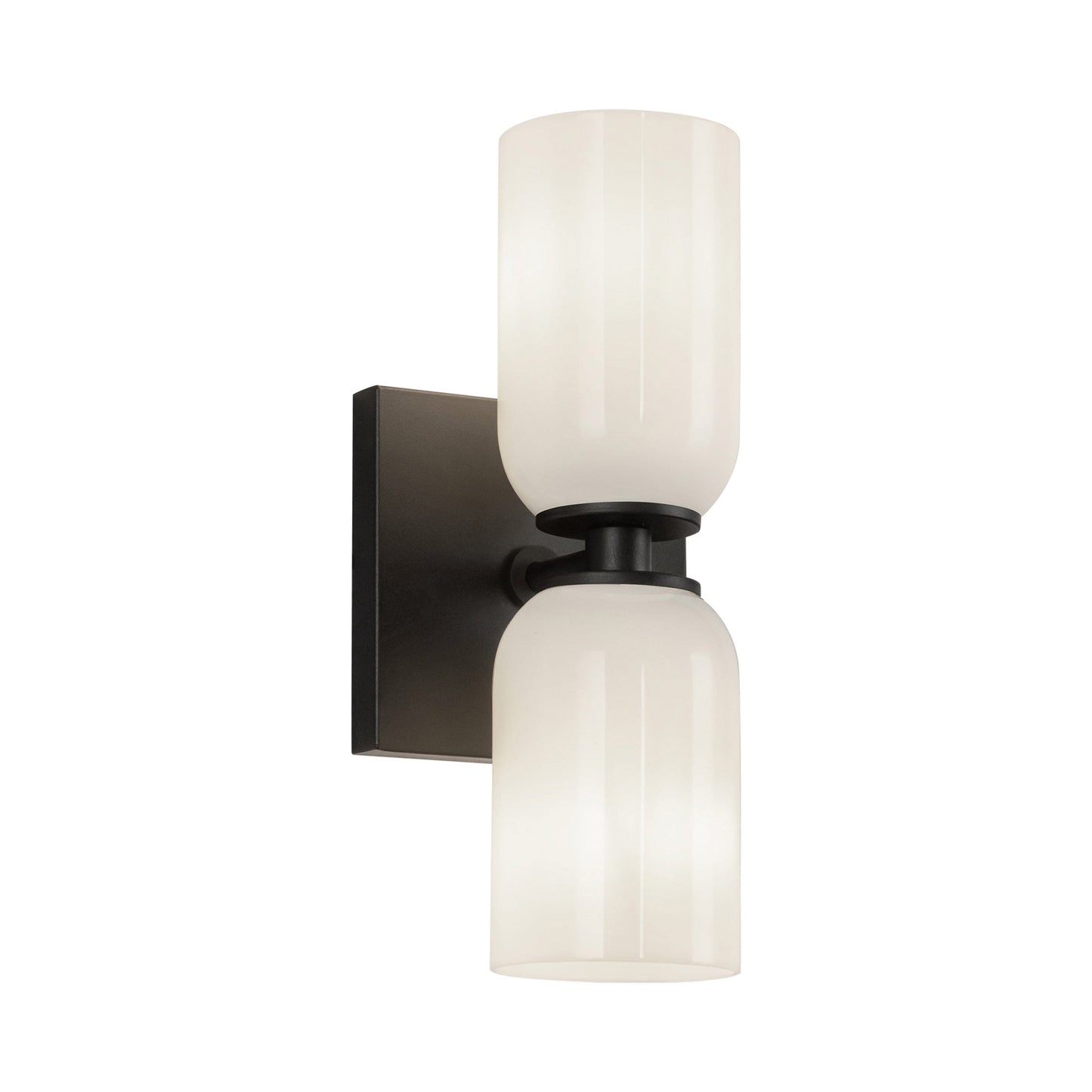 Nola Wall Light in Black/Glossy Opal Glass (2-Light).