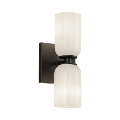 Nola Wall Light in Black/Glossy Opal Glass (2-Light).