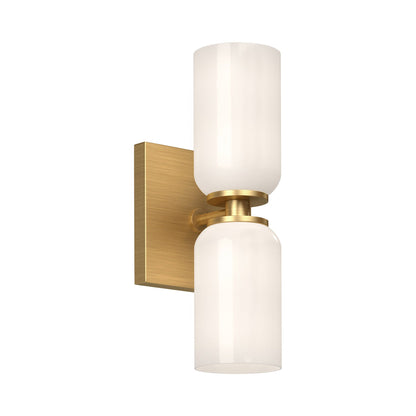 Nola Wall Light in Brushed Gold/Glossy Opal Glass (2-Light).