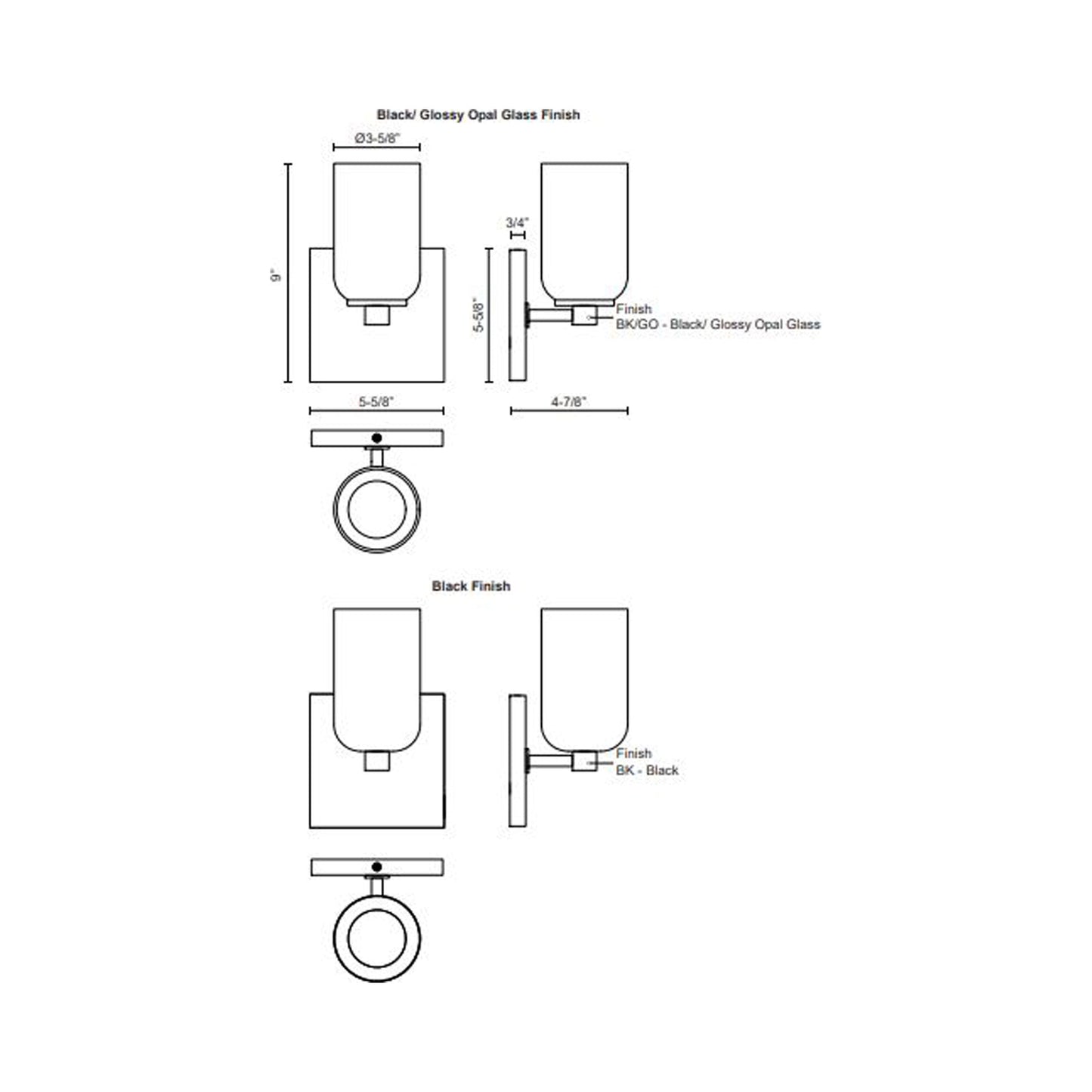 Nola Wall Light - line drawing.