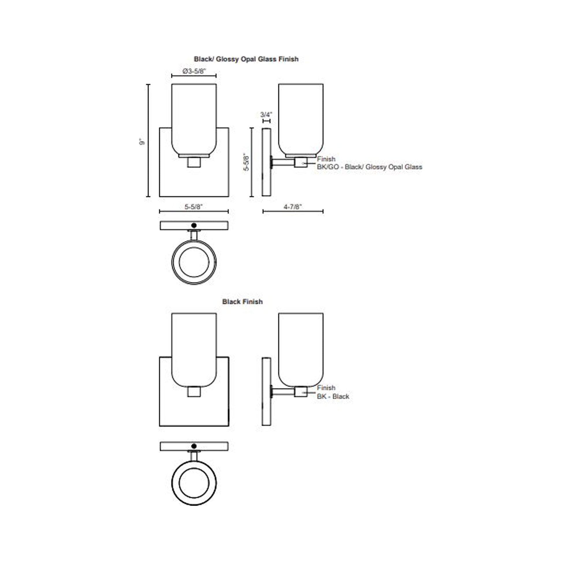 Nola Wall Light - line drawing.