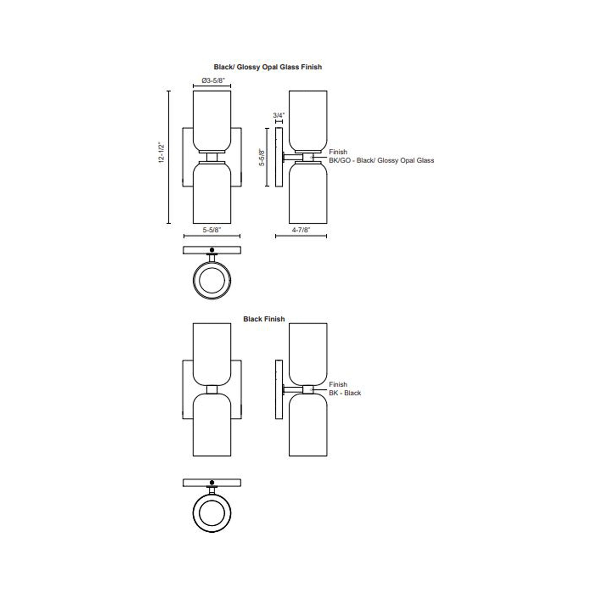 Nola Wall Light - line drawing.