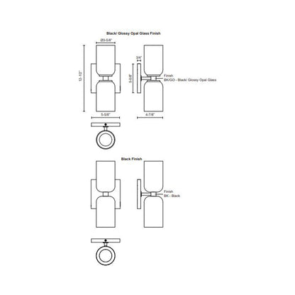 Nola Wall Light - line drawing.