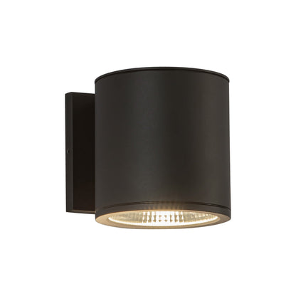 Nordic Cylinder Outdoor LED Wall Light in Black (5"D X 5"H/15W).
