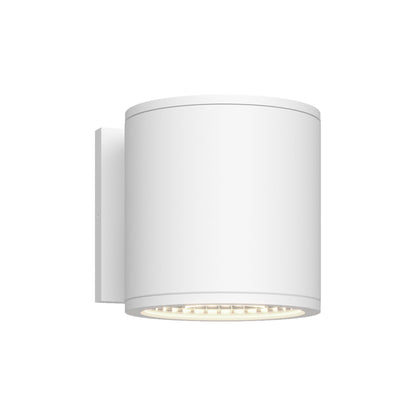Nordic Cylinder Outdoor LED Wall Light in White (5"D X 5"H/15W).