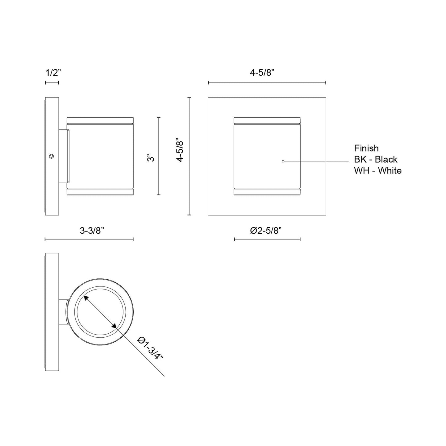 Nordic Cylinder Outdoor LED Wall Light - line drawing.
