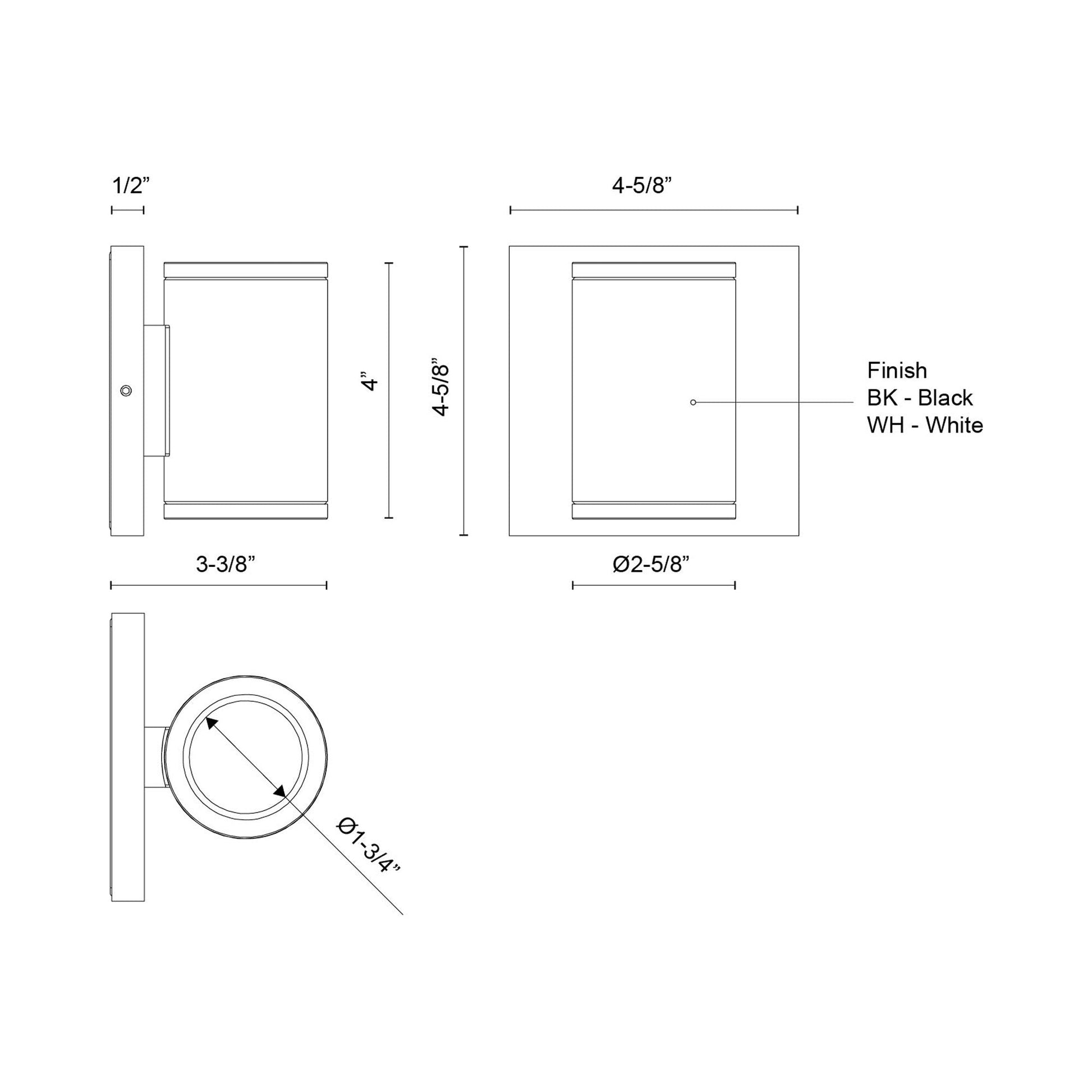Nordic Cylinder Outdoor LED Wall Light - line drawing.