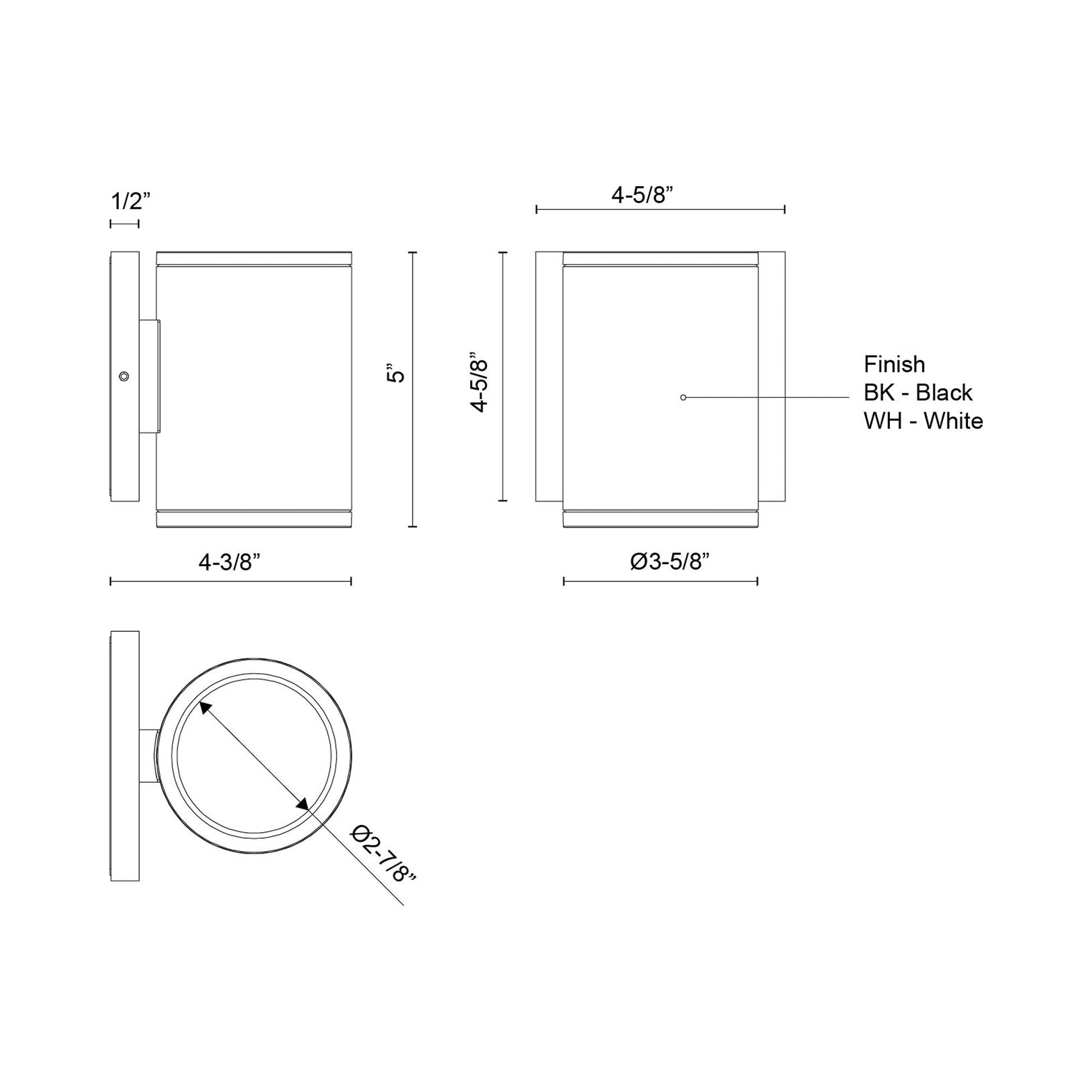 Nordic Cylinder Outdoor LED Wall Light - line drawing.