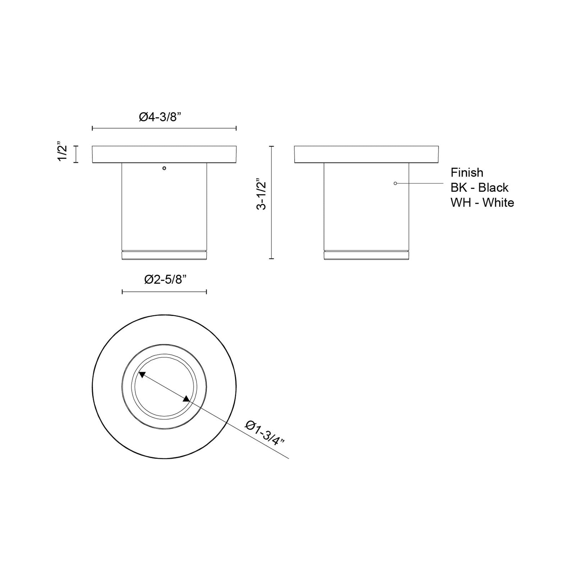 Nordic Outdoor LED Flush Mount Ceiling Light - line drawing.