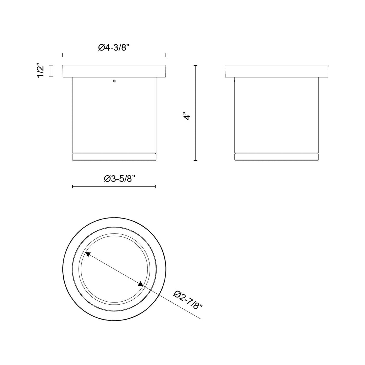 Nordic Outdoor LED Flush Mount Ceiling Light - line drawing.