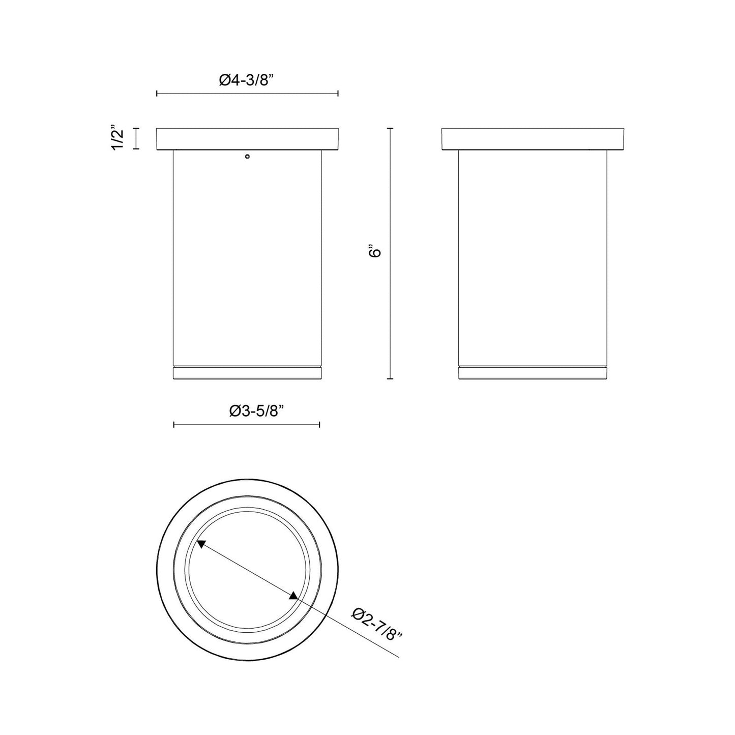Nordic Outdoor LED Flush Mount Ceiling Light - line drawing.