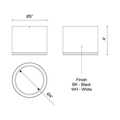 Nordic Outdoor LED Flush Mount Ceiling Light - line drawing.