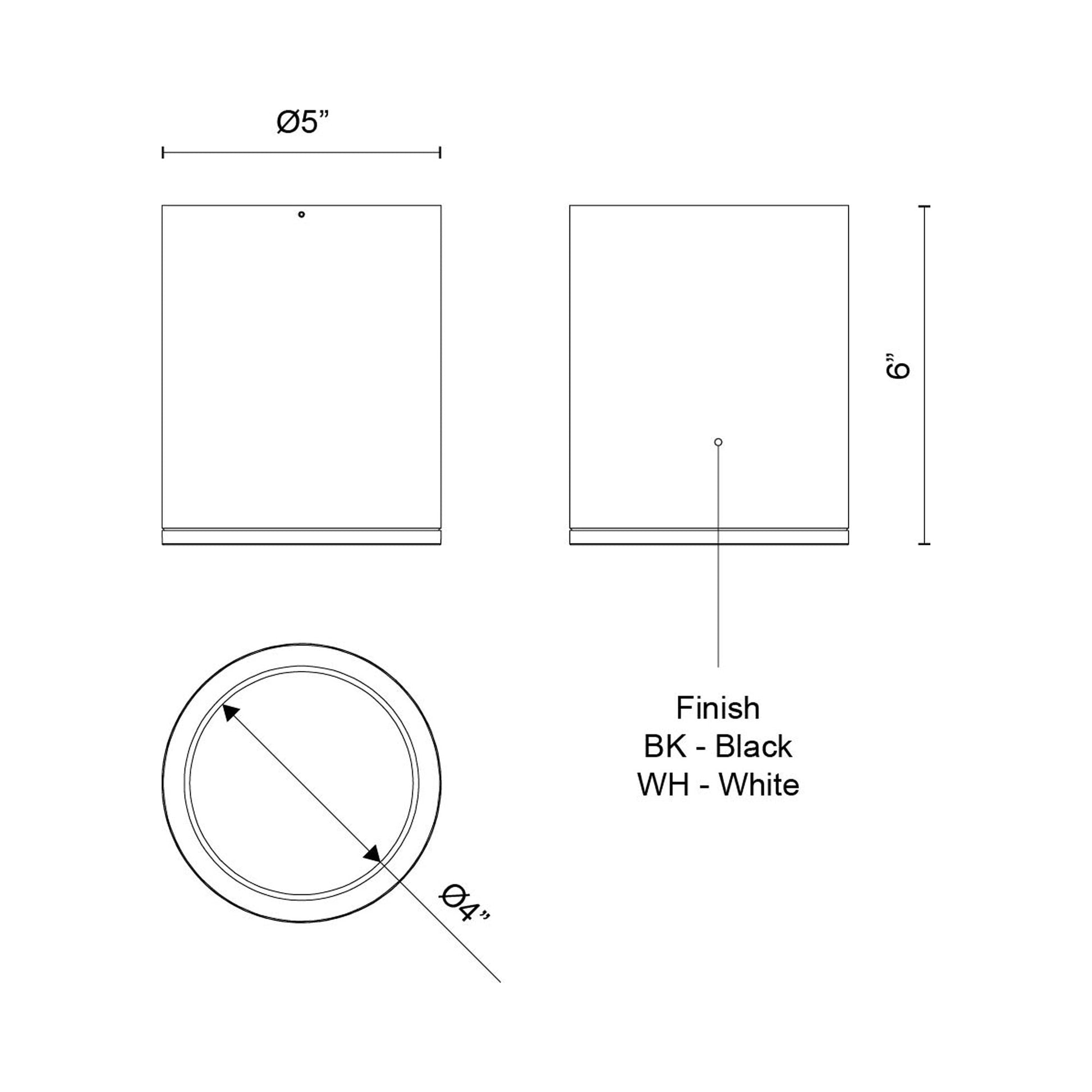 Nordic Outdoor LED Flush Mount Ceiling Light - line drawing.