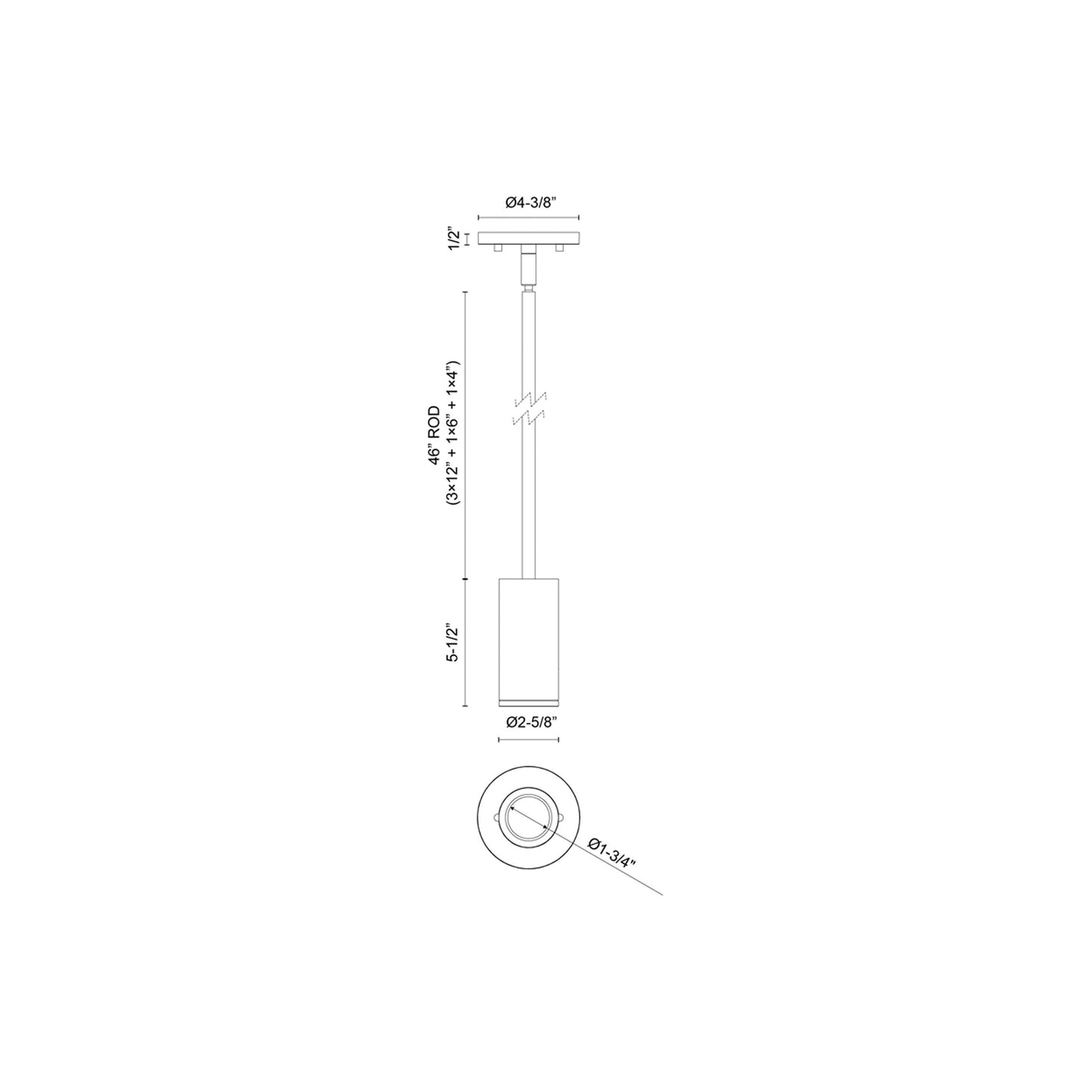 Nordic Outdoor LED Pendant Light - line drawing.