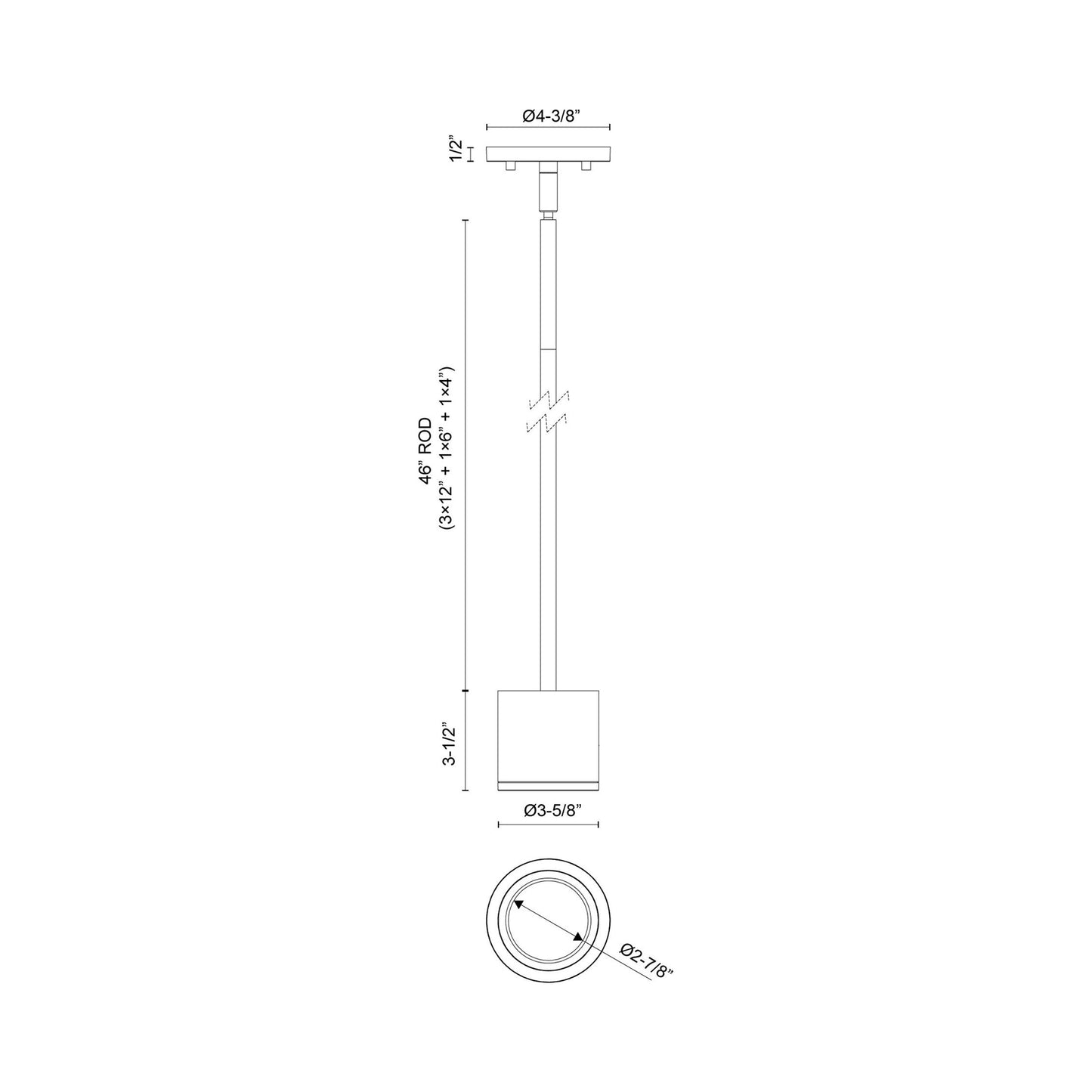 Nordic Outdoor LED Pendant Light - line drawing.