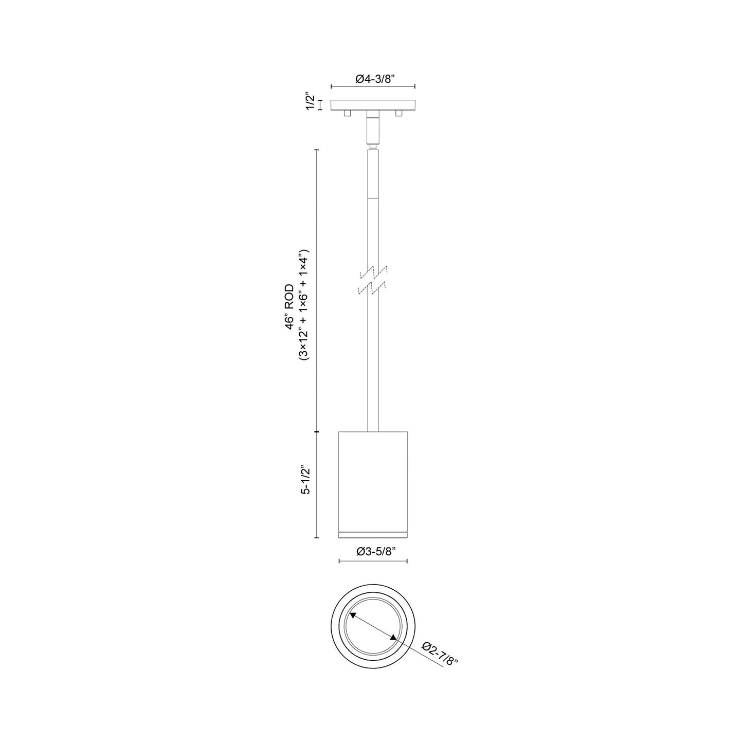 Nordic Outdoor LED Pendant Light - line drawing.