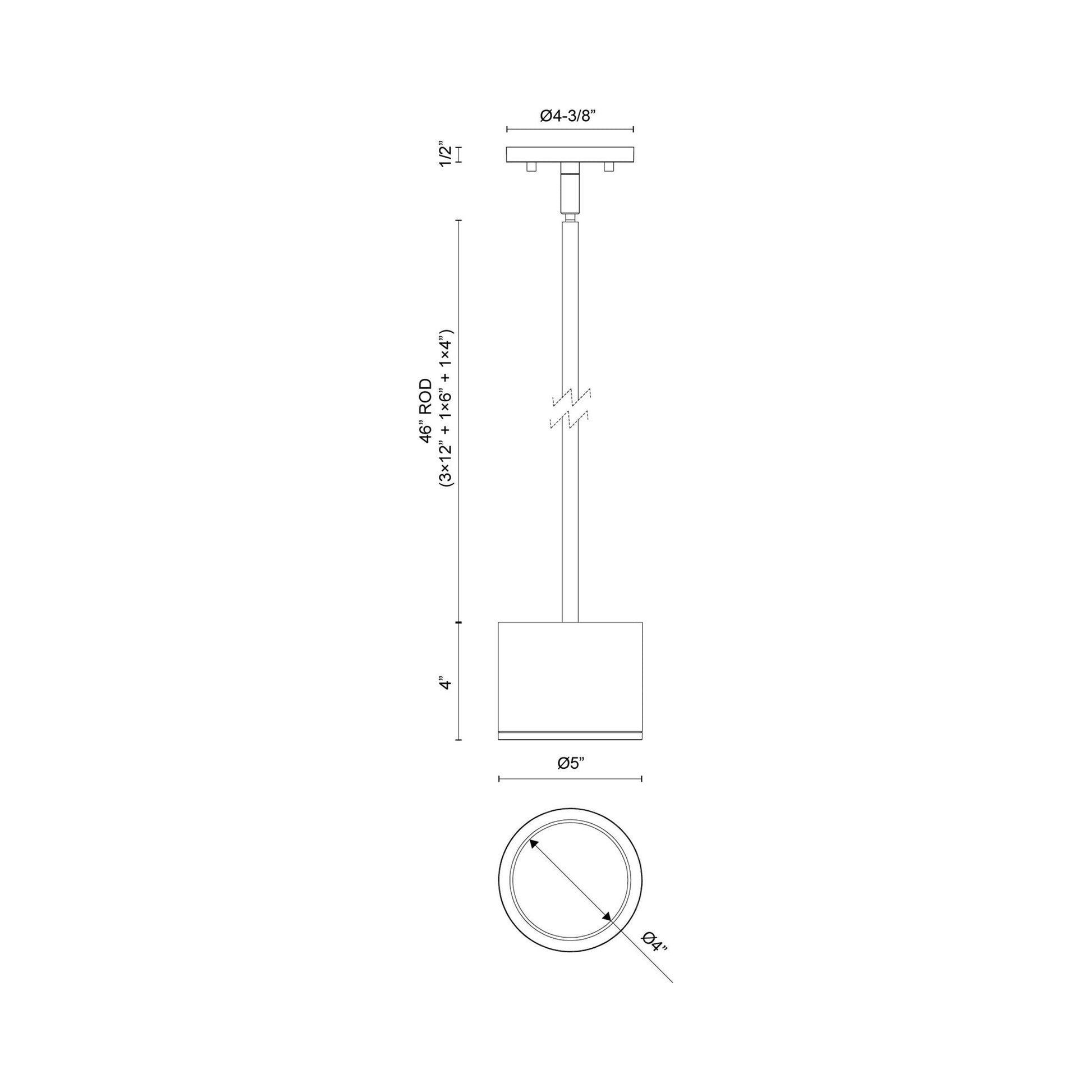 Nordic Outdoor LED Pendant Light - line drawing.