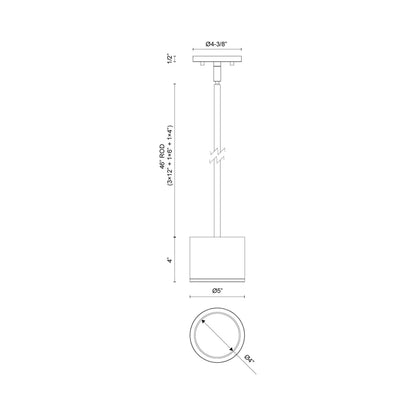Nordic Outdoor LED Pendant Light - line drawing.