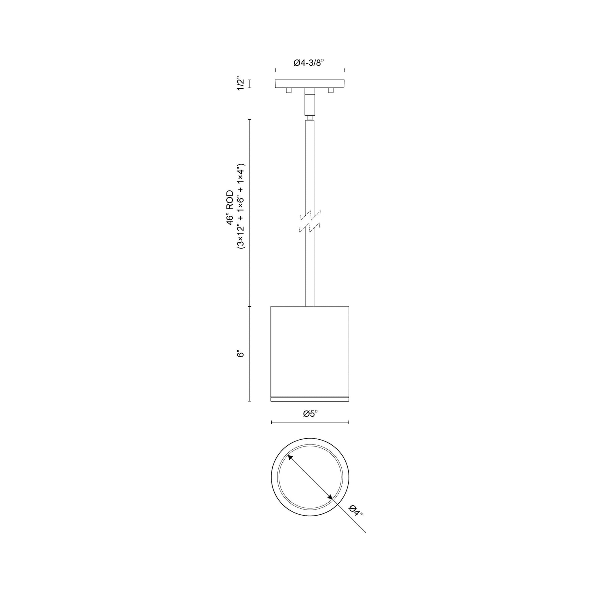 Nordic Outdoor LED Pendant Light - line drawing.