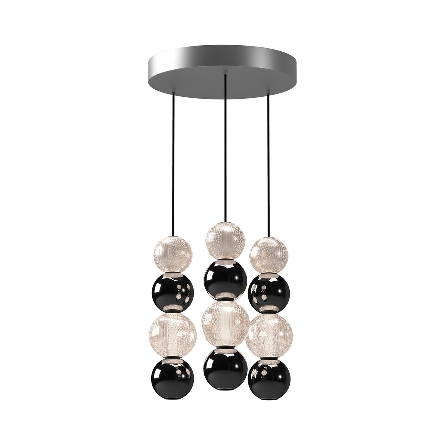 Onyx Multi LED Pendant Light in Polished Nickel (3-Light).