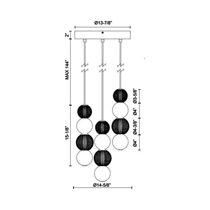 Onyx Multi LED Pendant Light - line drawing.