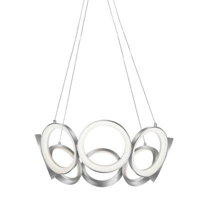 Oros LED Chandelier in Antique Silver (24-Inch).