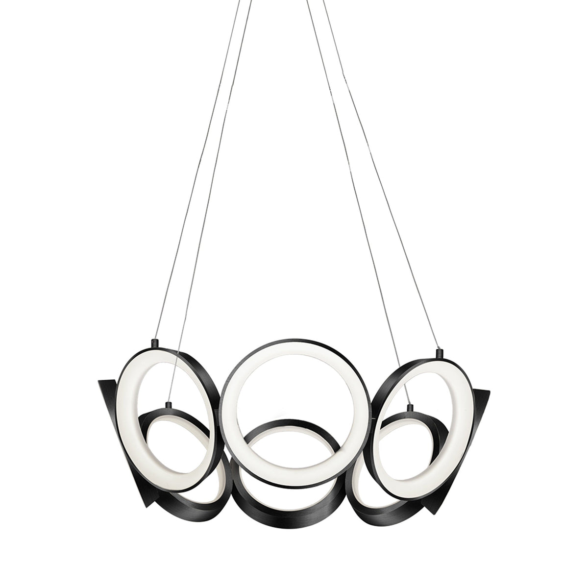 Oros LED Chandelier in Black (24-Inch).