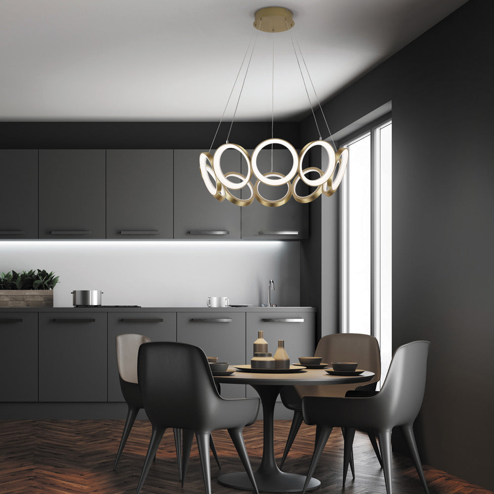 Oros LED Chandelier in living room.