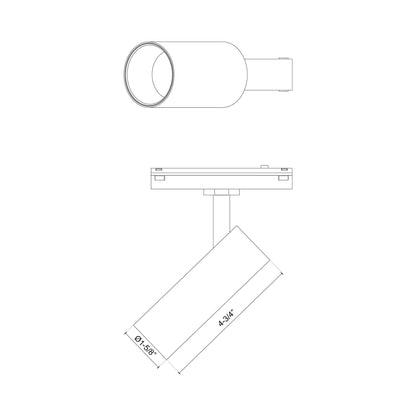 Paolo LED Trilo Track Light -line drawing.
