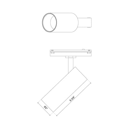 Paolo LED Trilo Track Light -line drawing.