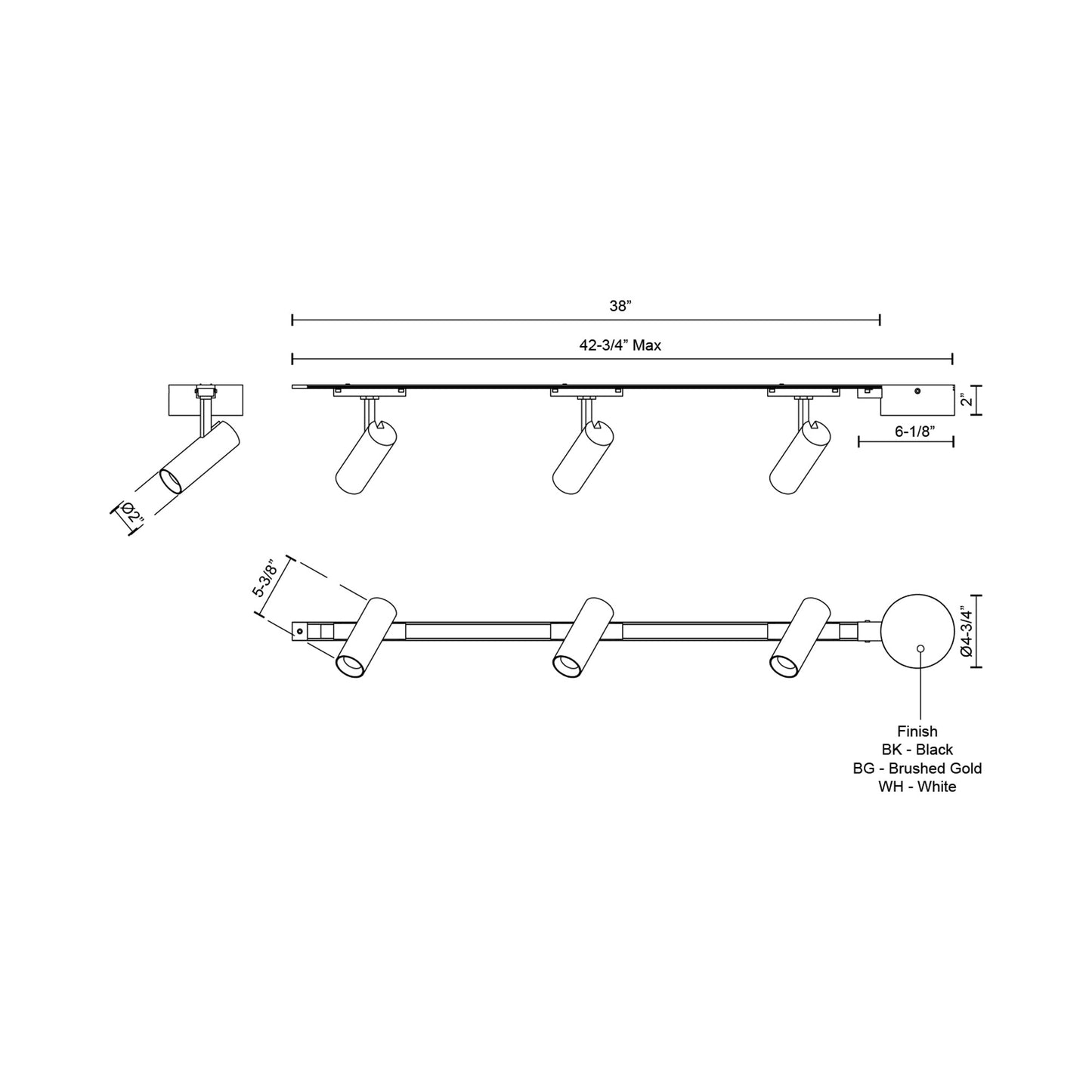 Paolo Trilo Multi Light LED Track Light - line drawing.