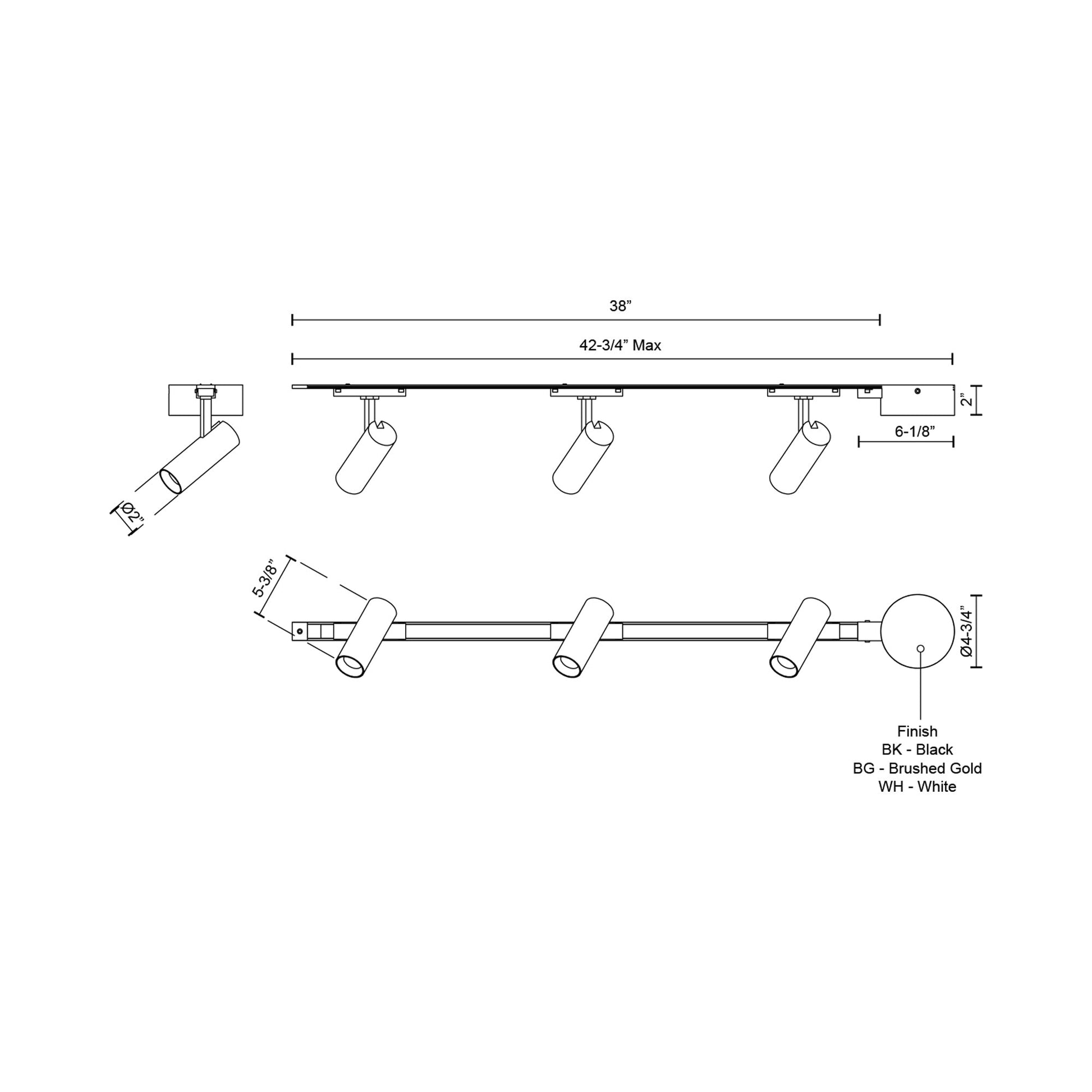 Paolo Trilo Multi Light LED Track Light - line drawing.