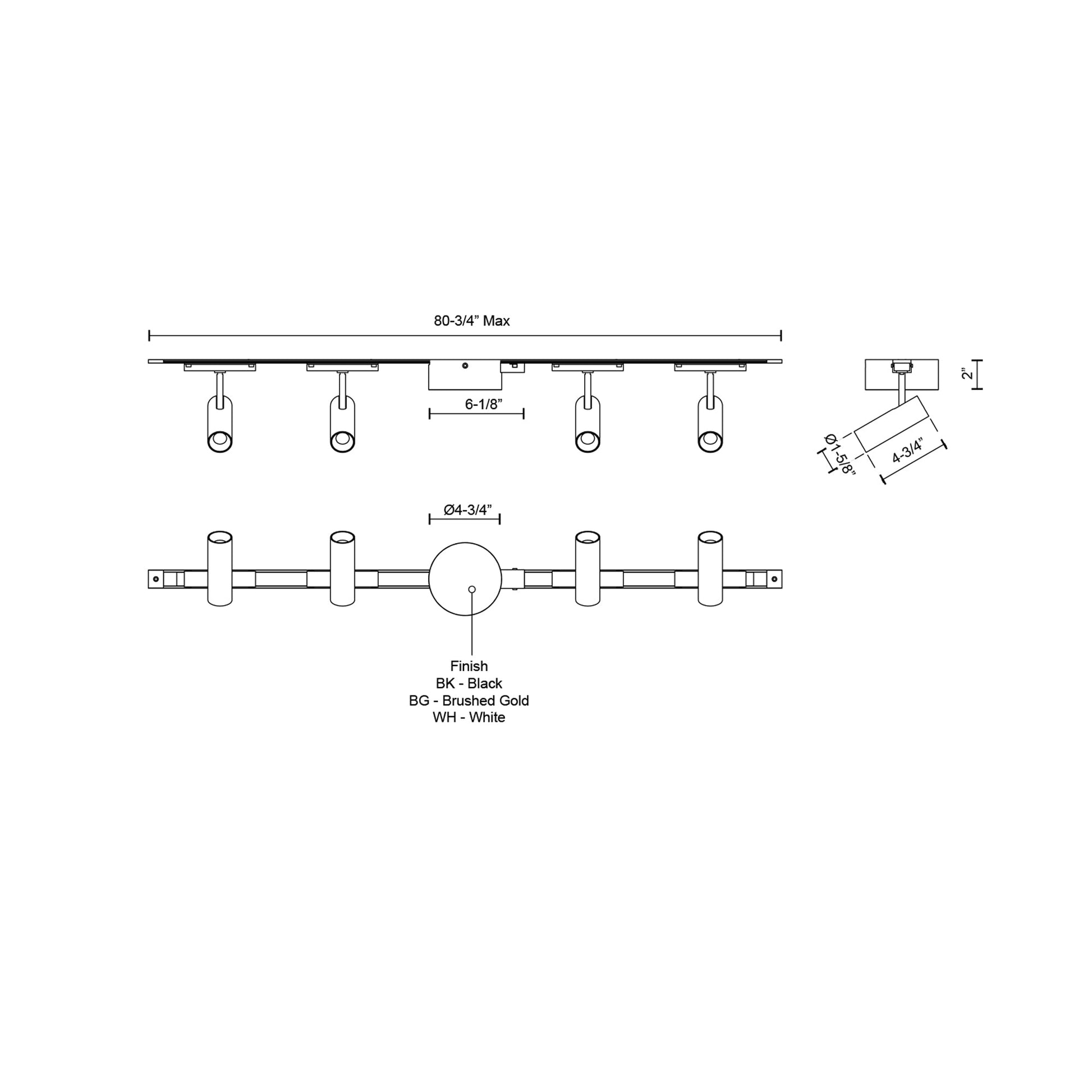 Paolo Trilo Multi Light LED Track Light - line drawing.