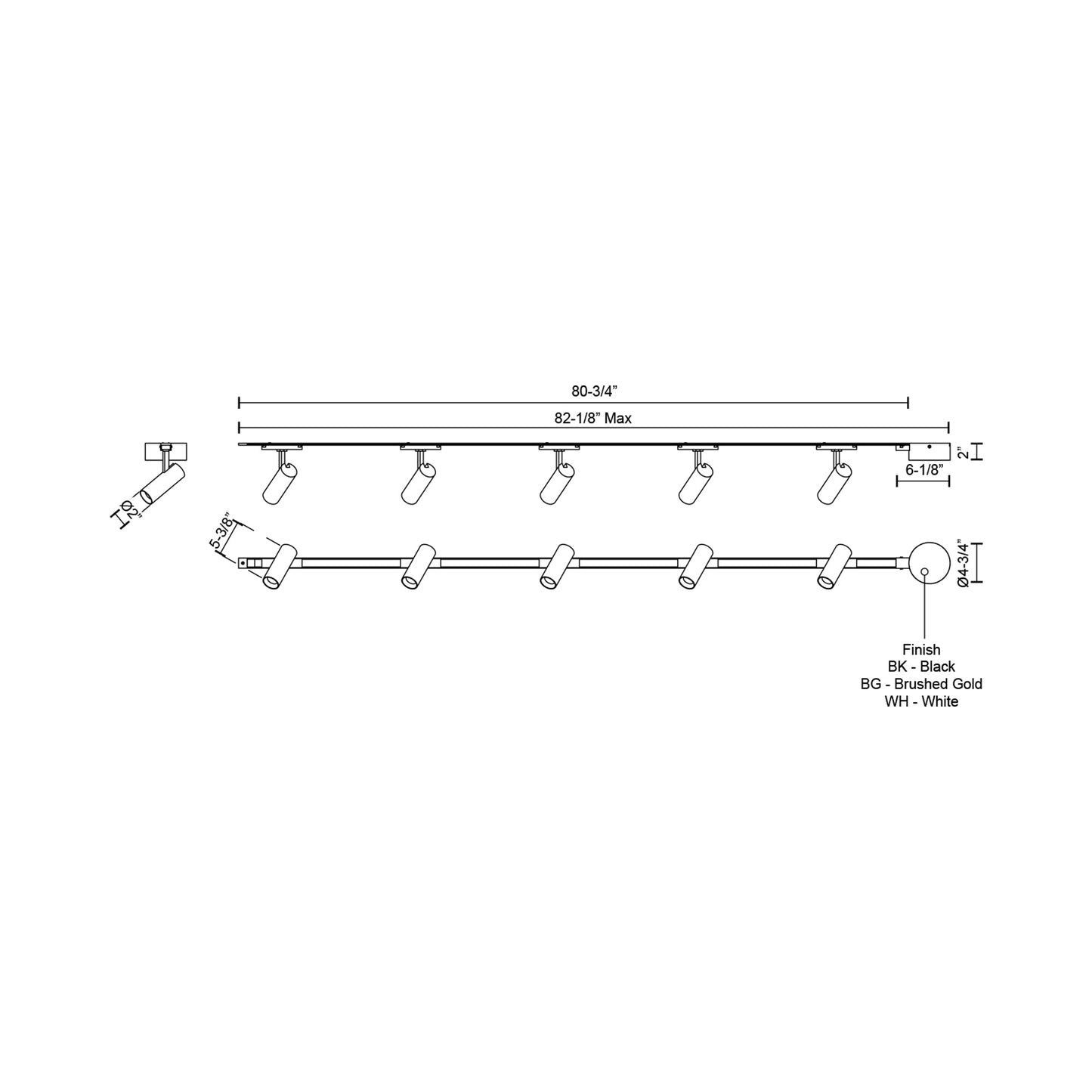 Paolo Trilo Multi Light LED Track Light - line drawing.