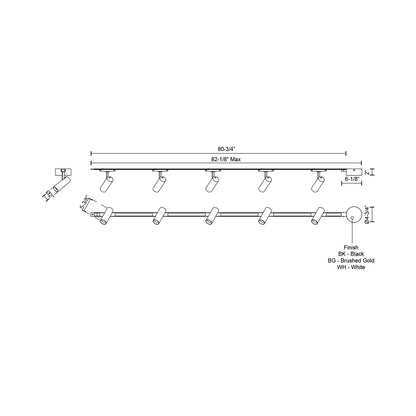 Paolo Trilo Multi Light LED Track Light - line drawing.