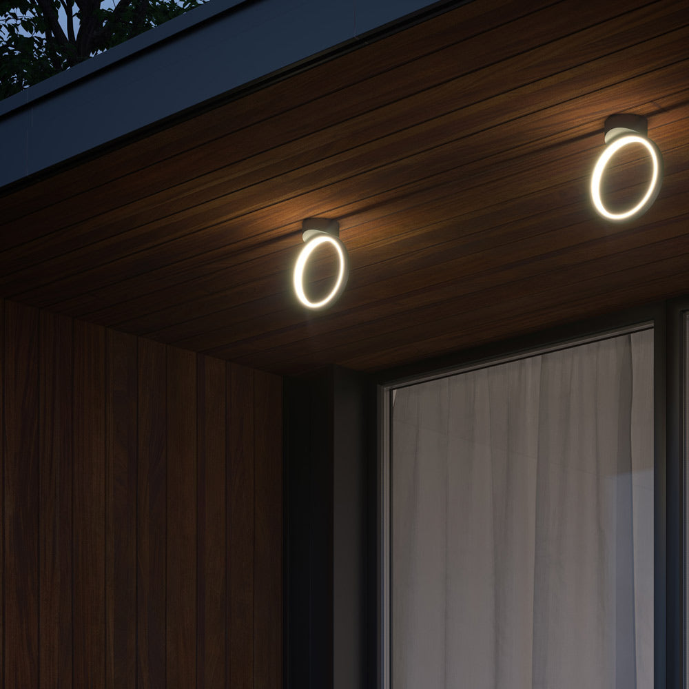 Parc Outdoor LED Ceiling Light in Outside Area.