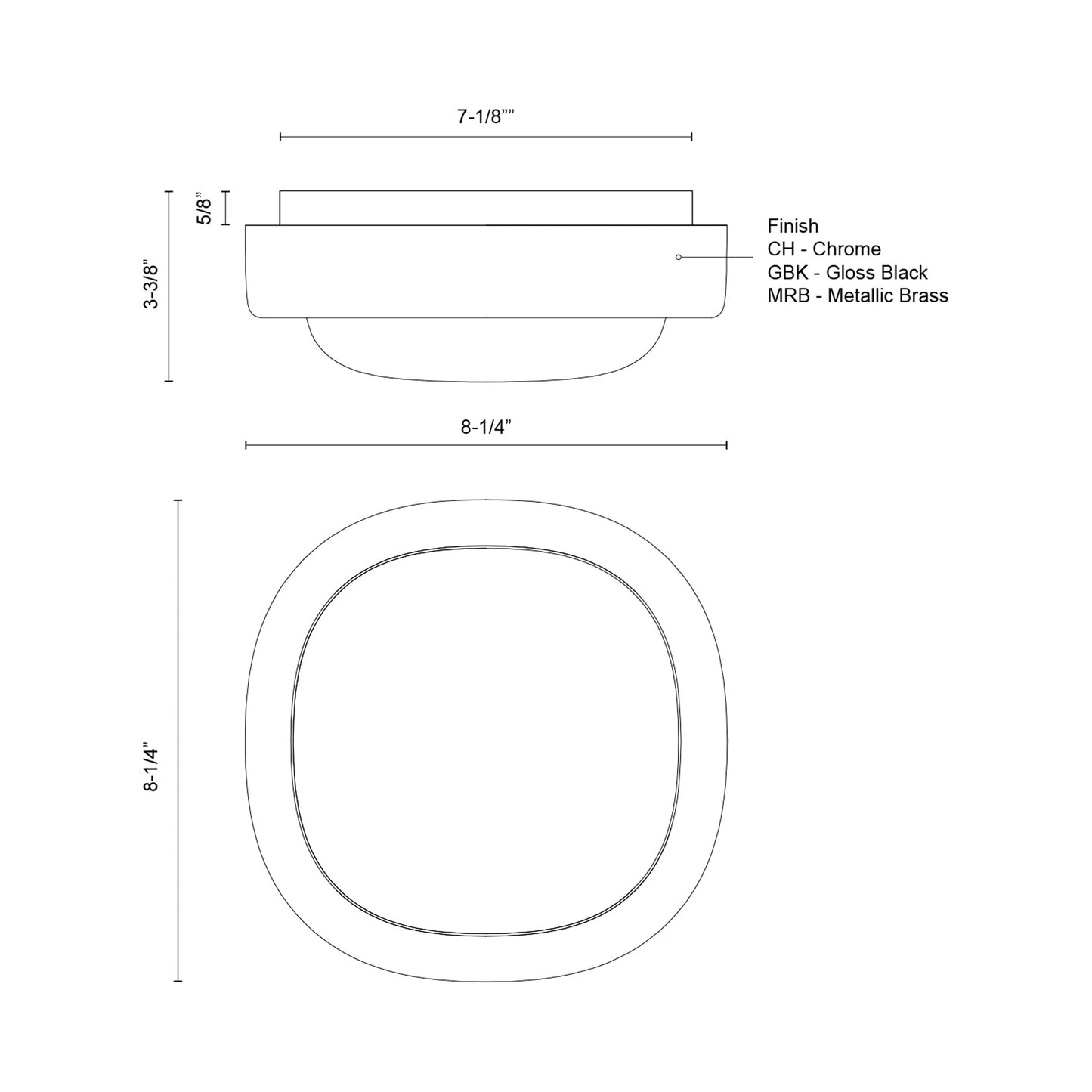 Pebble LED Flush Mount Ceiling Light - line drawing.