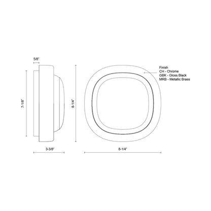 Pebble LED Wall Light - line drawing.