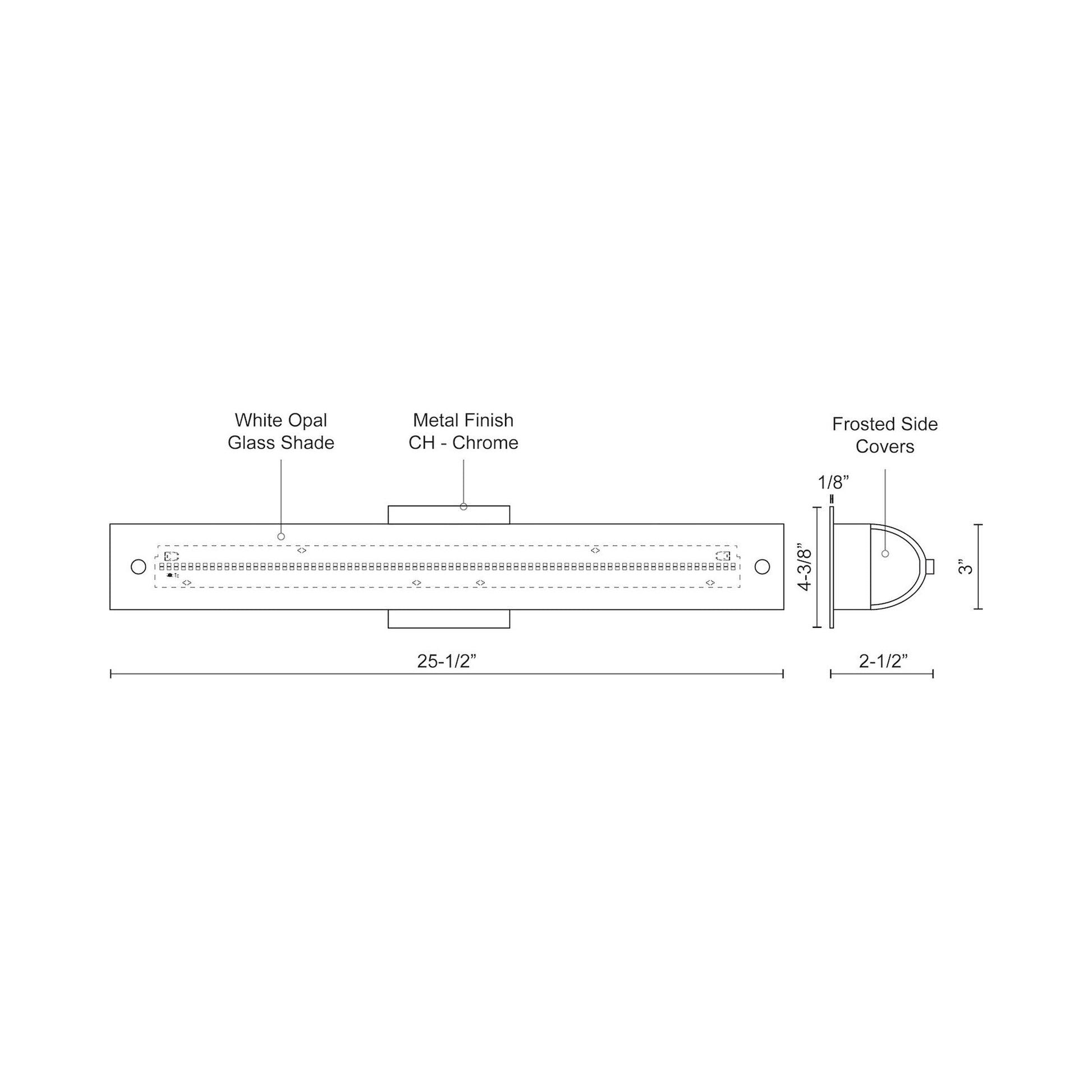 Peggy LED Vanity Wall Light - line drawing.