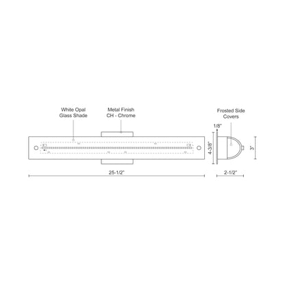 Peggy LED Vanity Wall Light - line drawing.