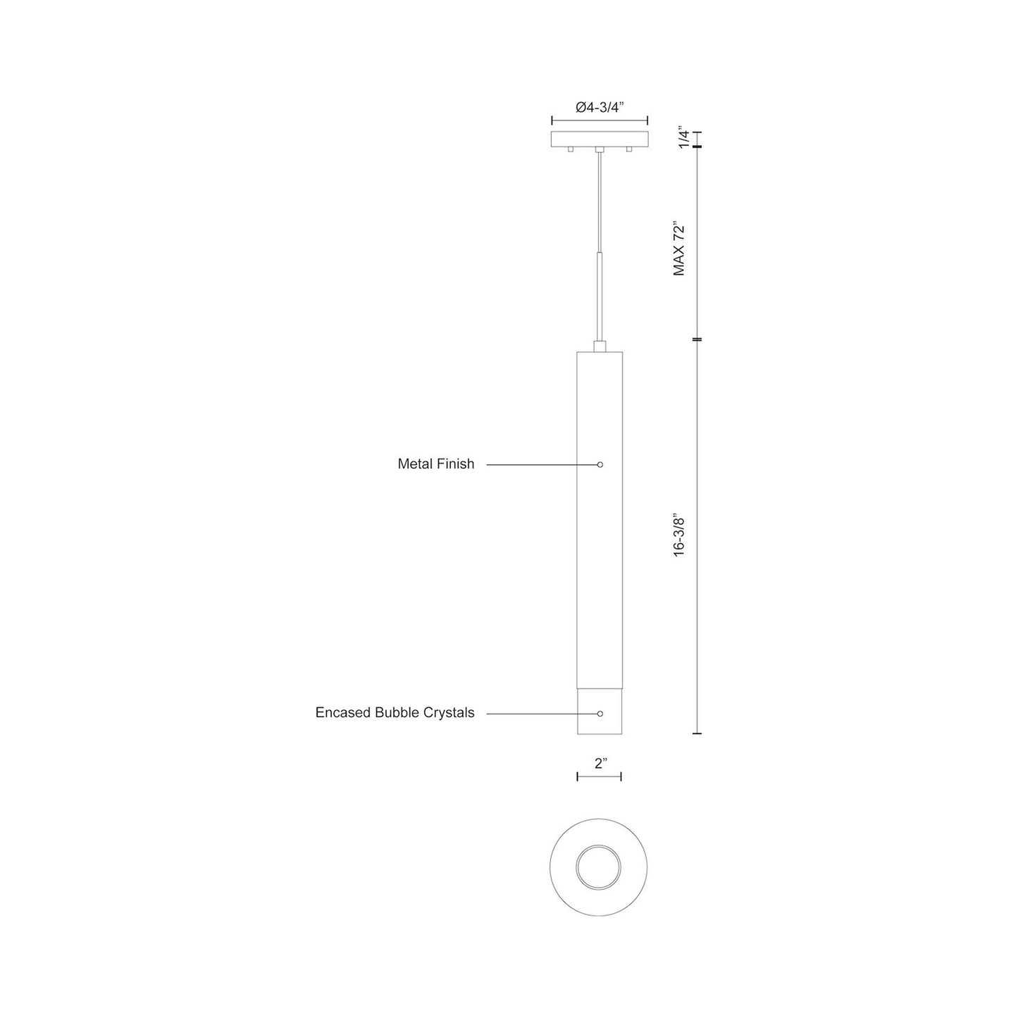 Pendula LED Pendant Light - line drawing.