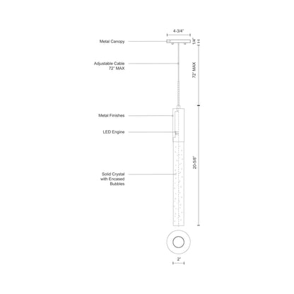 Pendula LED Pendant Light - line drawing.