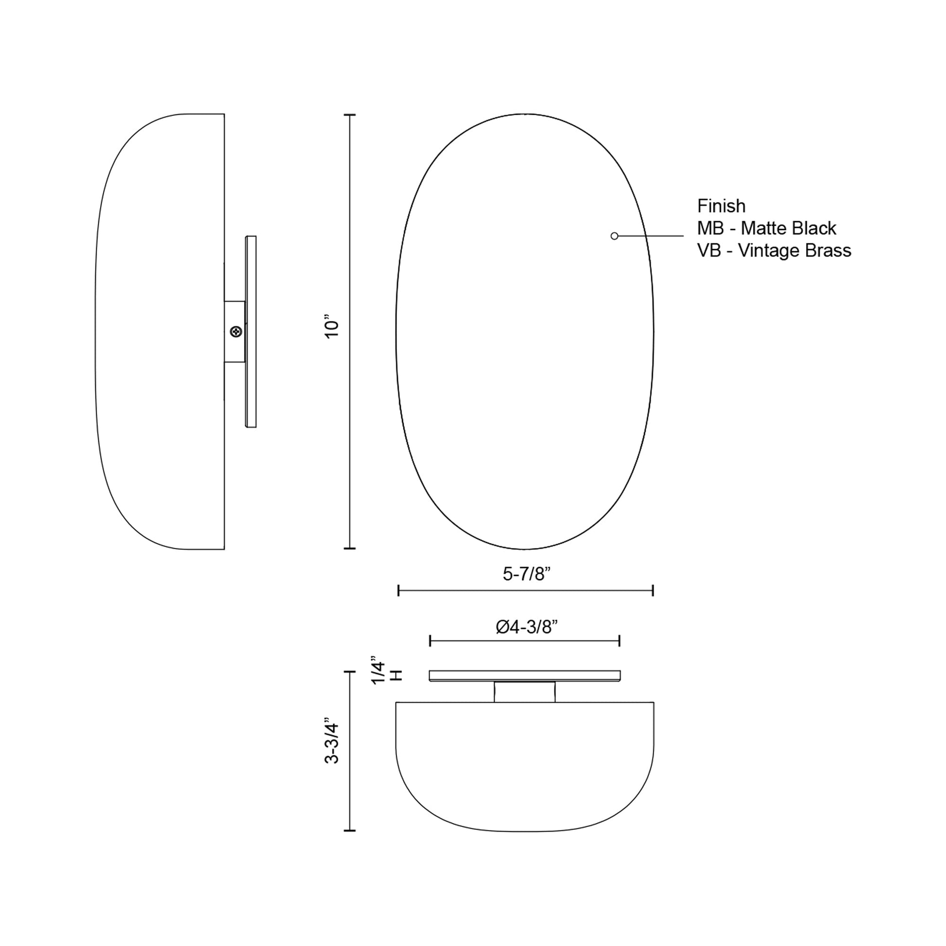 Perle LED Wall Light - line drawing.