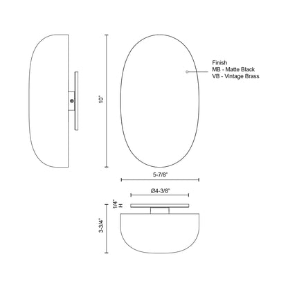 Perle LED Wall Light - line drawing.