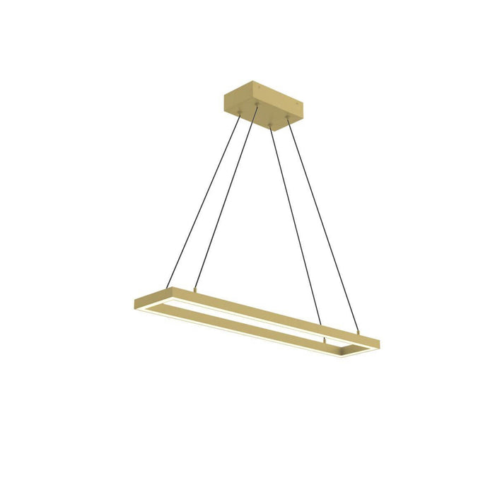 Piazza Rectangle LED Pendant Light in Brushed Gold (Small).