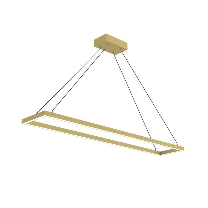 Piazza Rectangle LED Pendant Light in Brushed Gold (Large).
