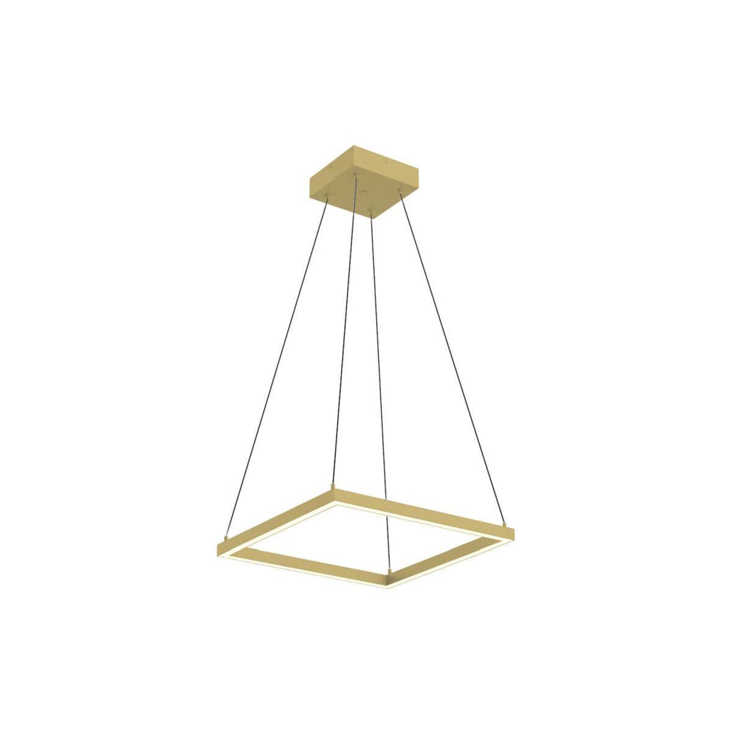 Piazza Square LED Pendant Light in Brushed Gold (17.75-Inch).